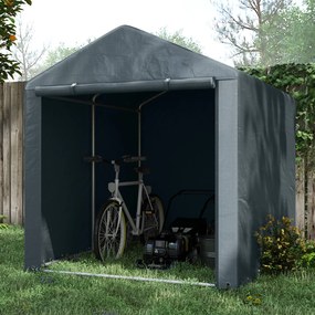 Abrigo Jardim para Ferramentas Bicicletas e Motos 1,6x2,2x1,7 cm Garagem Portátil com 2 Habitações Cinza Escuro