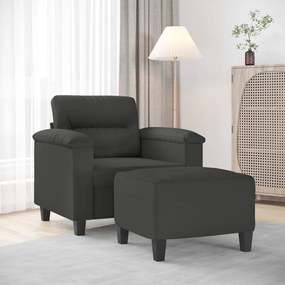 vidaXL Poltrona com apoio de pés 60 cm tecido microfibra cinza-escuro