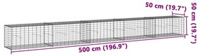 Cesto gabião com cobertura 500x50x50 cm ferro galvanizado