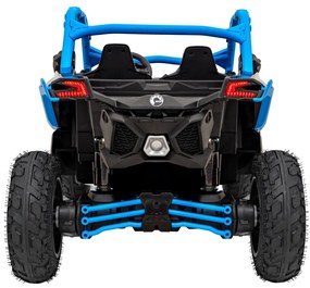 Carro elétrico para Crianças 2 Lugares 24V CAM-AM Buggy Maverick Turbo RR STRONG Motor 320 W, Rodas AR bombeado, assento couro ecológico Azul