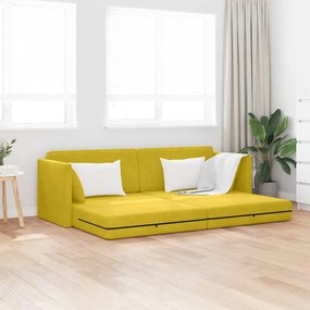 Sofá-Cama de Chão 2 em 1 Amarelo 213x144x60 cm Veludo