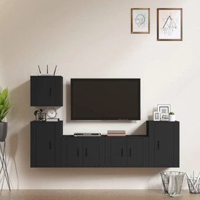 vidaXL Conjunto móveis de TV 5 pcs madeira processada preto