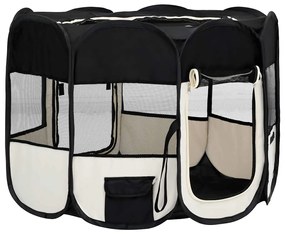Parque dobrável p/ cão c/ saco de transporte 90x90x58 cm preto