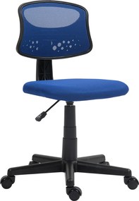 HOMCOM Cadeira de Escritorios sem Apoio para os Braços com Encosto de Malha Respirável Altura Ajustável 43x48x78-88 cm Azul | Aosom Portugal