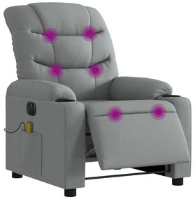 Poltrona de massagens reclinável elétrica tecido cinzento-claro