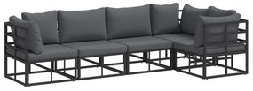 vidaXL Conjunto de Sofá de Jardim com almofada 5 pcs Preto Alumínio