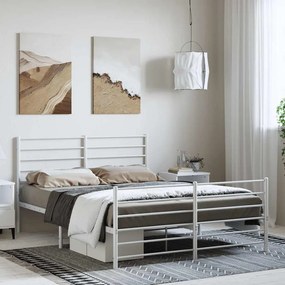 Estrutura de cama com cabeceira e pés 150x200 cm metal branco