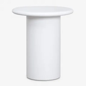 Mesa Auxiliar Redonda Ø45 Cm Em Cimento Namara Branco - Sklum