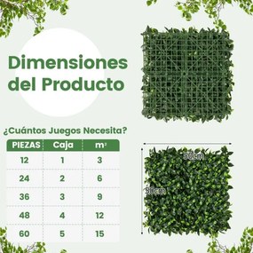 12 Pcs Painéis de Parede de Relva Artificial 50 x 50 cm  Ivy Topiary Gardenia Vegetação Falsa Fundo de Parede