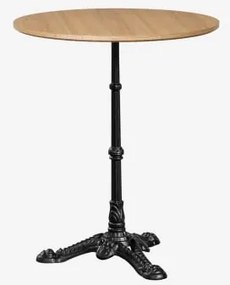 Mesa De Bar Redonda Em Mdf Azteca Ø60 Cm & Castanho Madeira Natural - Preto - Sklum