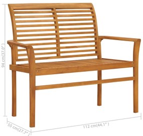 Banco de jardim c/ almofadão vermelho 112 cm teca maciça