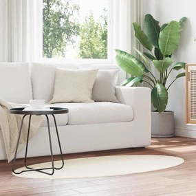 vidaXL Tapetes de área Oval HUARTE Creme 80 x 150 cm 100% Poliéster