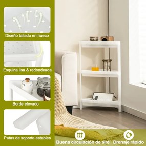 2 Prateleiras de canto removíveis para chuveiro de piso de 3 camadas para banheiro 33 x 33 x 70 cm branco