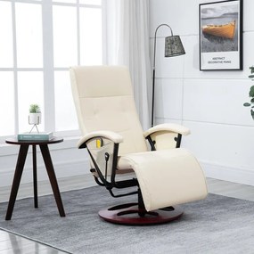 60312 vidaXL Cadeira de massagens couro artificial branco nata