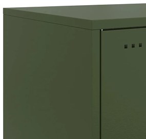Mesas de cabeceira 2 pcs 36x39x43,5 cm aço verde-azeitona