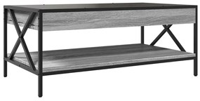 Mesa de centro luzes LED Infinity 90x50x38 cm cinzento sonoma