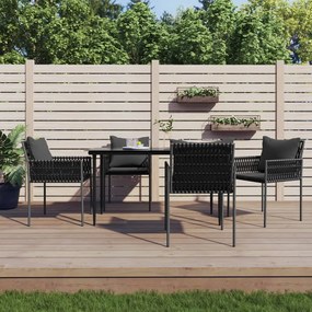 vidaXL Cadeiras jardim c/ almofadões 4 pcs 54x61x83 cm vime PE preto