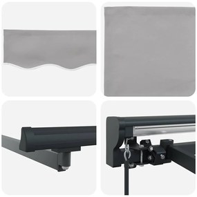 Toldo Retrátil Manual Cinzento-claro 350x250 cm Tecido