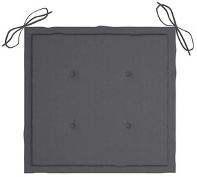 Cadeiras de jardim c/ almofadões antracite 8 pcs teca maciça