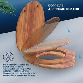 Assento sanitário em madeira com sistema de descida automática em MDF 45,7 x 38 cm Castanho