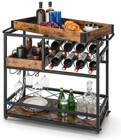 Cesto de roupa suja 105L com tampa de madeira e 2 seções - Preto