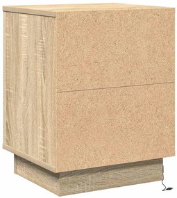 Cômodas de cabeceira com luzes LED 2 pcs Carvalho Sonoma 39x34,5x50 cm