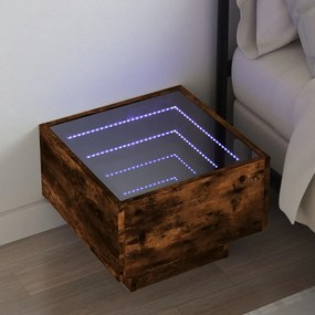 vidaXL Mesa de cabeceira c/ LED Infinity 40x40x30 cm carvalho fumado