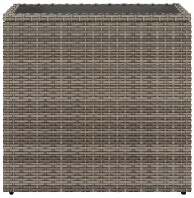 Mesa de apoio jardim c/ tampo vidro 58x27,5x55 cm vime PE cinza