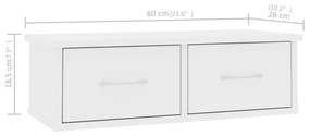 Prateleira gavetas p/ parede 60x26x18,5 cm contraplacado branco