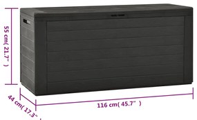Caixa de arrumação para jardim 116x44x55 cm antracite