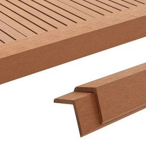 vidaXL Perfis angulares p/ pavimento em WPC 5 pcs 170cm castanho claro