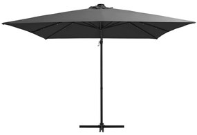 Guarda-sol cantilever luzes LED/poste aço 250x250 cm antracite