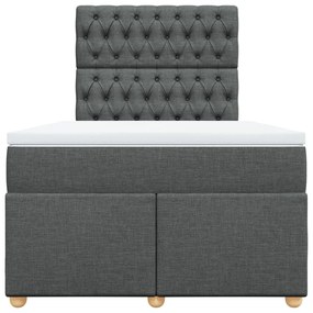 Cama boxspring com colchão 120x190 cm tecido cinzento-escuro