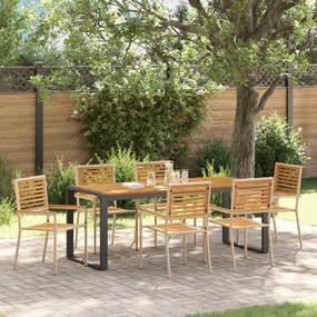 Conjunto de Jantar de Jardim de 7 Peças Bege em Rattan Poly e Acácia vidaXL