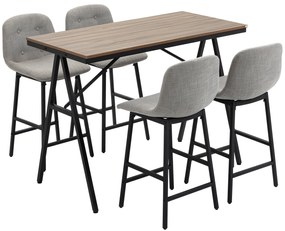 HOMCOM Conjunto de Bar com Cadeiras de Bar em estilo Industrial Tampo Acolchoado 120x60x91 cm Cinza Claro | Aosom Portugal