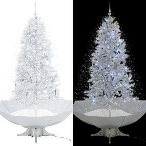 284338 vidaXL Árvore de Natal c/ neve base formato guarda-chuva 190 cm branco