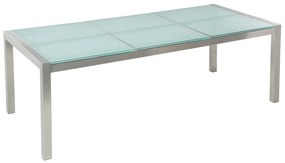 Conjunto de mesa com tampo triplo vidro temperado 220 x 100 cm e 8 cadeiras cinzentas GROSSETO Beliani