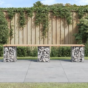 vidaXL Banco de jardim c/ design gabião 203x31x42 cm pinho maciço