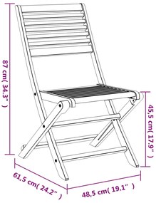 Cadeiras de jardim dobráveis 8 pcs 48,5x61,5x87cm acácia maciça