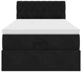 Estrutura de cama otomana com colchão preto 80x200cm veludo