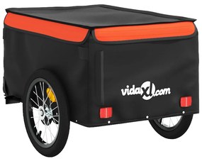 Reboque para bicicleta 45 kg ferro preto e laranja