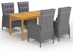 vidaXL 5 pcs conjunto de jantar para jardim cinzento