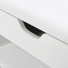 Banco estofado para sapatos com 3 compartimentos 80 x 44 x 30 cm Branco
