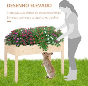 Floreira Elevada de Madeira com Tecido não Tecido e 4 Orifícios de Drenagem para Cultivo 86x46x76cm Madeira