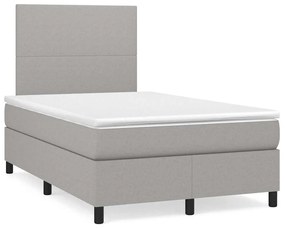 Cama box spring c/ colchão e LED 120x190 cm tecido cinza-claro