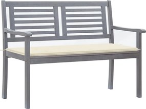 vidaXL Banco de jardim 2 lugares c/ almofadão 120 cm eucalipto cinza