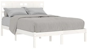 Estrutura de cama casal 135x190 cm madeira maciça branco