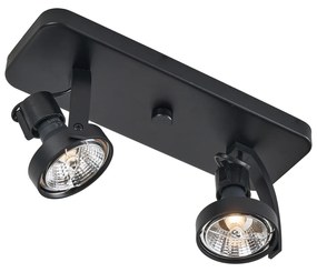 Foco de teto de design preto GU10 70mm 2-luzes ajustável - Vo Design