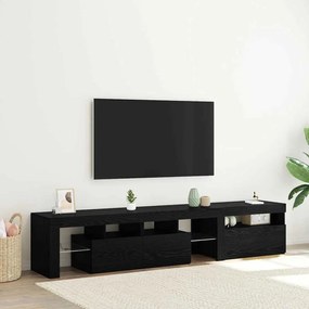 Gabinetes de TV vidaXL 2 peças com luzes LED de carvalho preto em madeira engenheirada