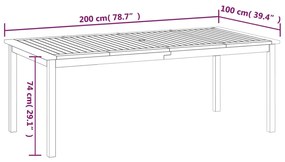 Mesa de jardim 200x100x74 cm madeira de acácia maciça